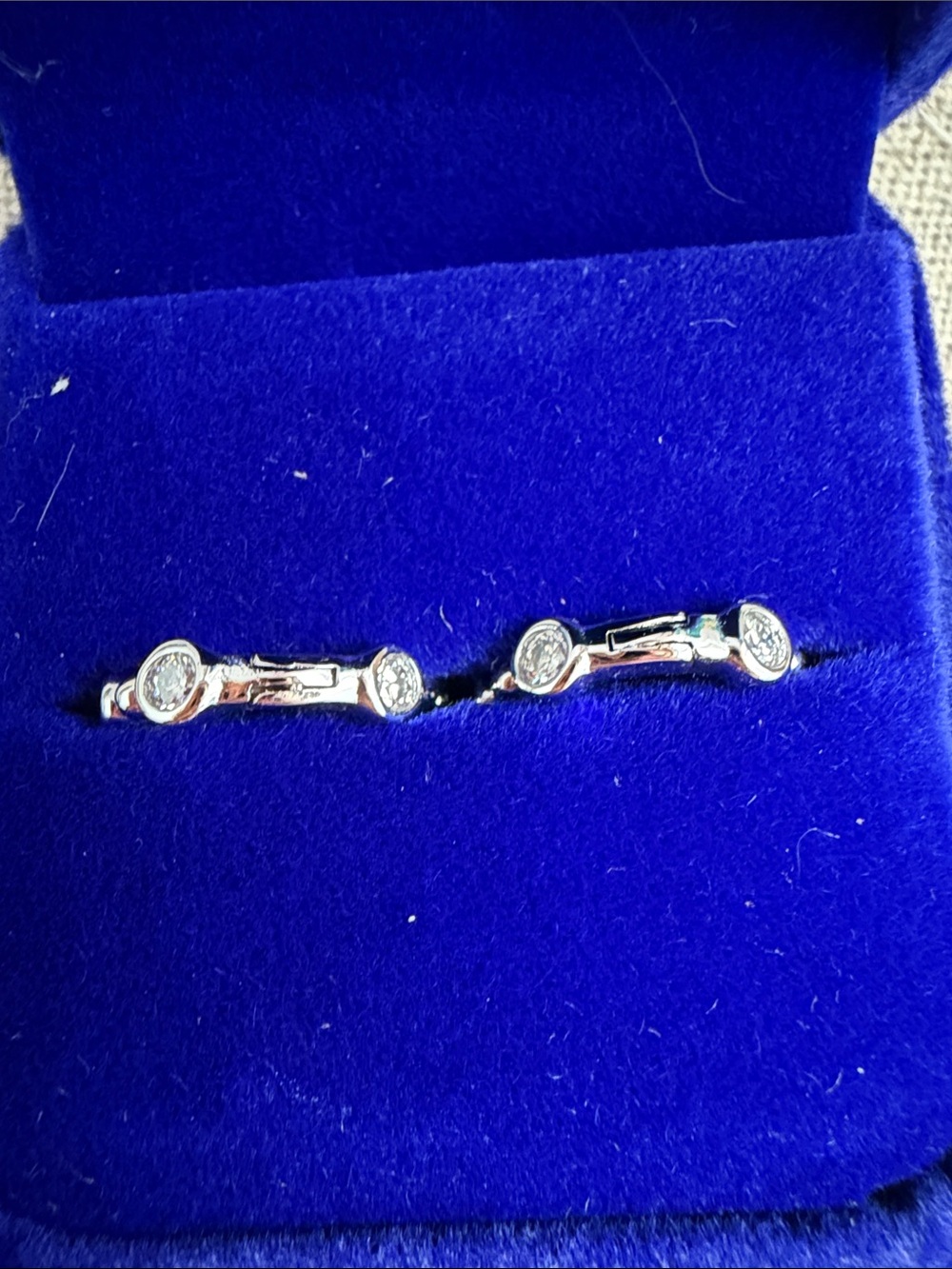 Moissanite and  Sterling Silver small hoop Earrings in White